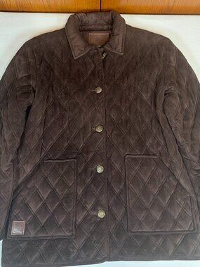 Lauren Ralph Lauren Diamond Quilted Button Coat Women's M Brown